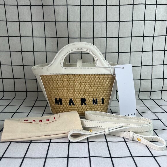 NWT MARNI Tropicalia small Tote bag in white - Picture 1 of 12
